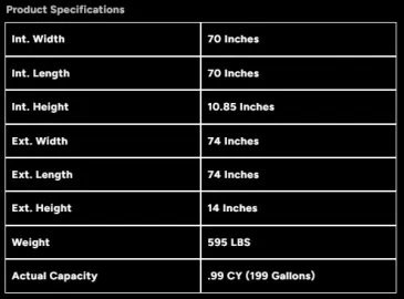 wash out pan specifications